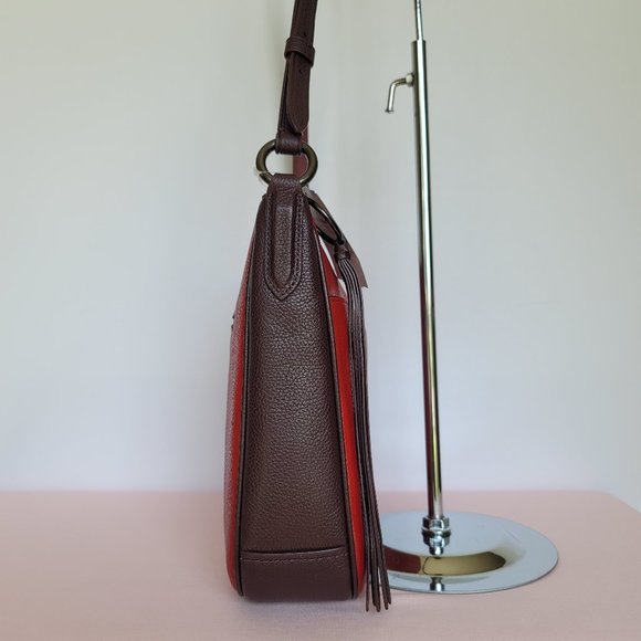 COACH Chaise Colorblocked Pebbled Leather Crossbody- Brick Red Multi 🎈$195. ⭐ - Picture 10 of 16